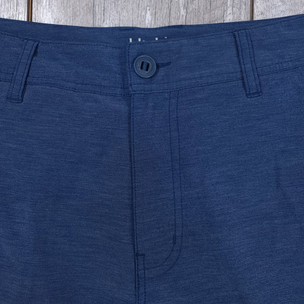 Huk Performance Fishing Shorts Men Size 34 Blue Heathered Stretch Hybrid Pockets - Picture 4 of 7